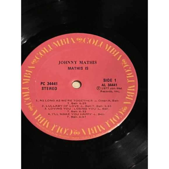 Johnny Mathis Mathis Is 12” Vinyl Record Album LP 1977 PC 34441 AL 34441 - Picture 5 of 7
